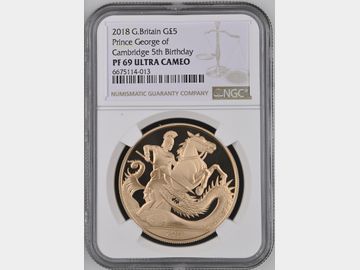 2018 ROYAL MINT PROOF GOLD 5 POUND PRINCE GEORGE 5TH BIRTHDAY PF69 UCAM