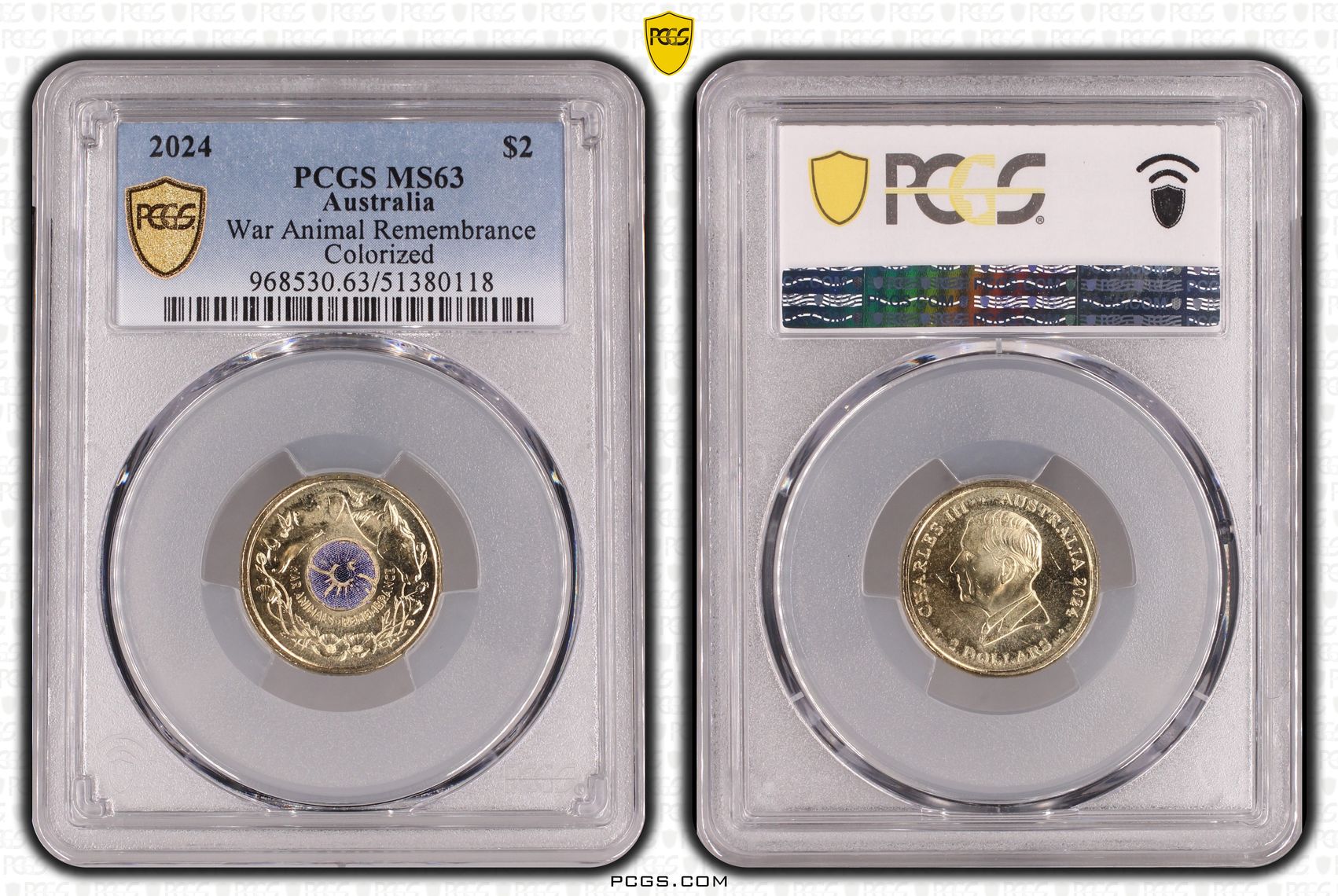 War Animal Remembrance Colorized, Two Dollar, 2024, PCGS MS63