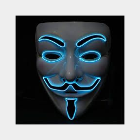 Vendetta Anonymous Guy Fawkes LED Face Mask - Green Bar 9901073802212-51748/8656