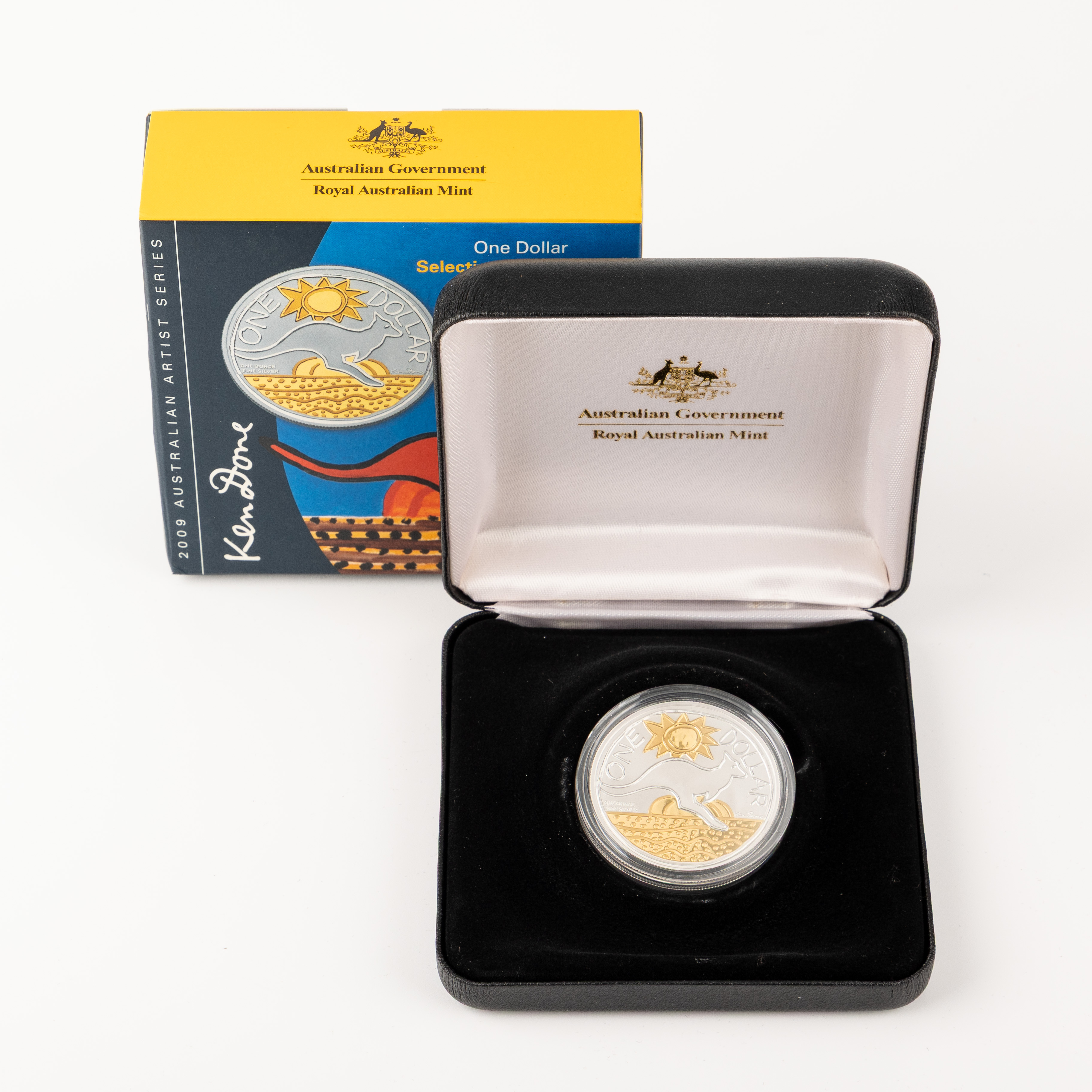 Selectively Gold Plated Silver Kangaroo, One Dollar, 2009, UNC