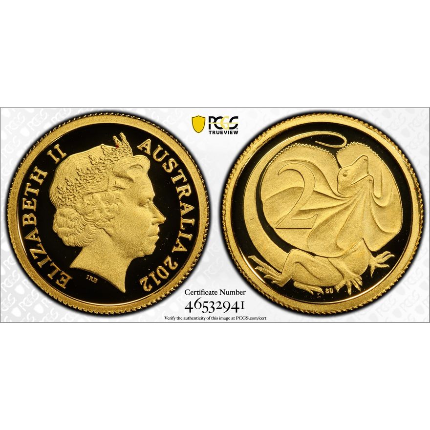 Elizabeth II, Frill Neck Lizard 0.5g Gold, 2C, 2012, PCGS - PR69DCAM