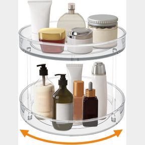 VAEHOLD 2 TIER LAZY SUSAN TURNTABLE SPICE RACK ORGANIZER FOR KITCHEN CABINET, FARMHOUSE TIERED TRAY DECORATIVE TRAYS FOR FRUIT, SN