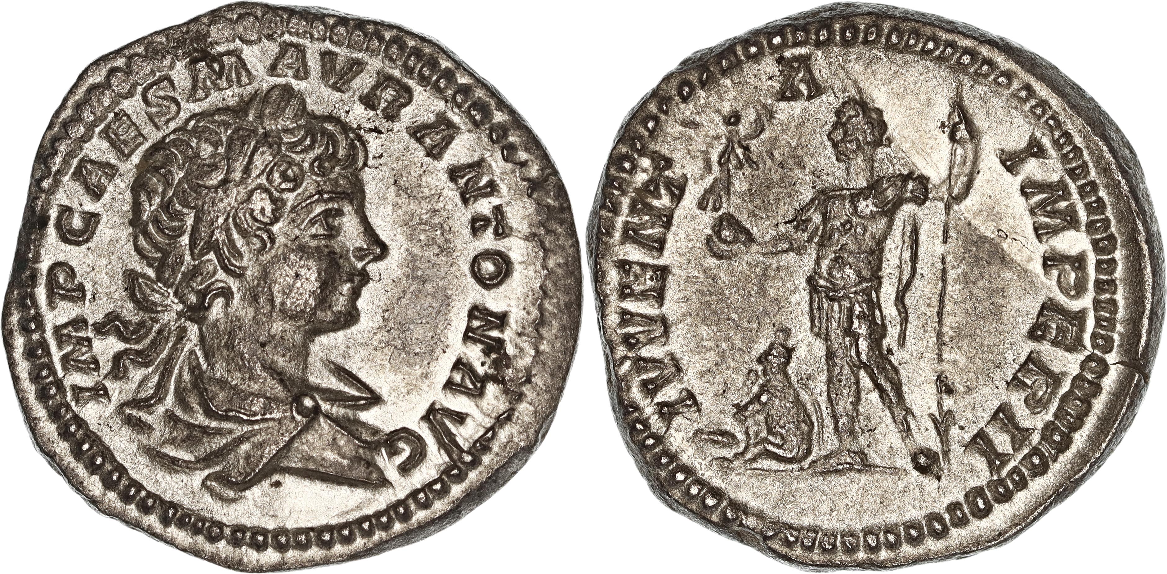 Roman Empire, Caracalla, Silver Denarius, 199 AD, VF