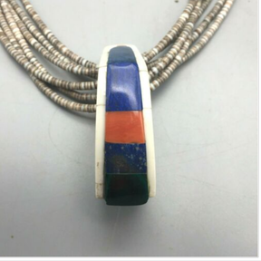Unique! A Dee Morris Inlay Pendant With Heishi Necklace From The Jewel Box Col.