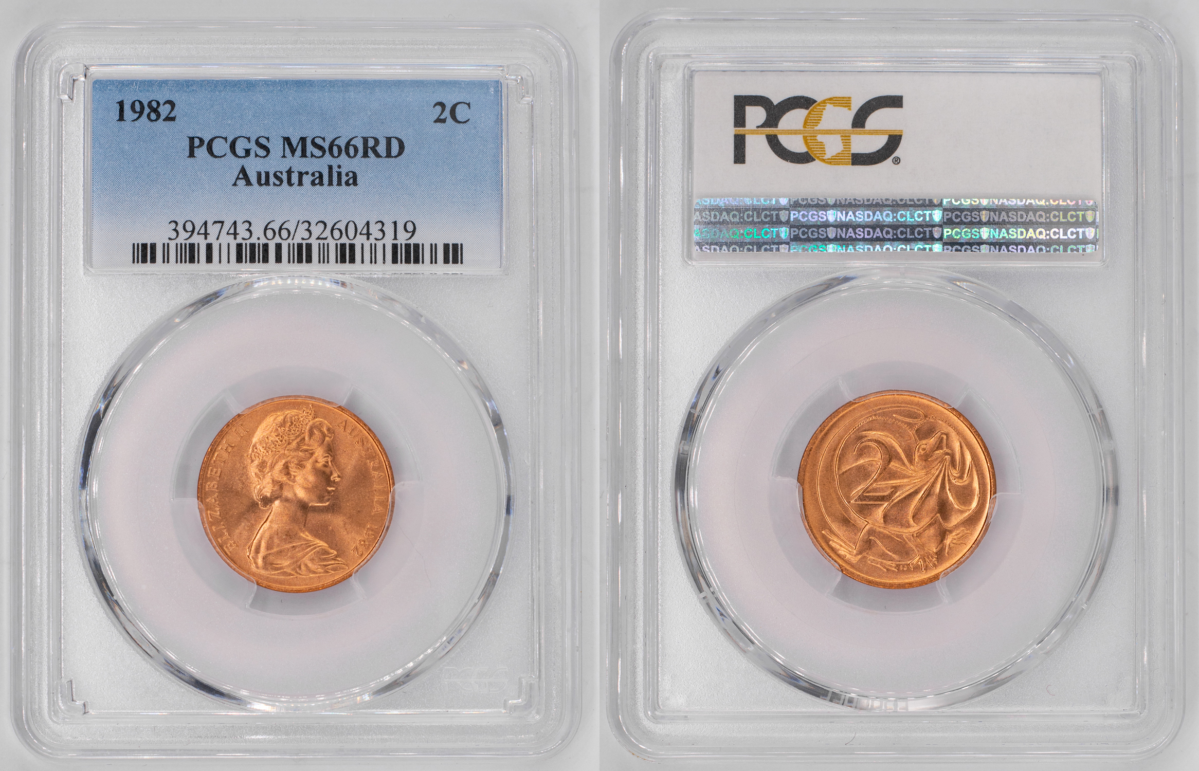 Elizabeth II, Two Cent, 1982, PCGS MS66RD