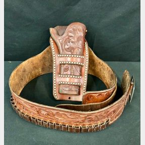 Heiser Marked Floral Tooled Single Gun Rig