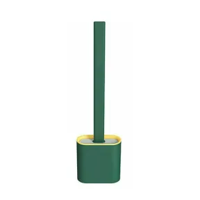 Silicone Toilet Brush With Toilet Brush Holder Stand Bathroom Cleaning Tool Green 36.5 cm |