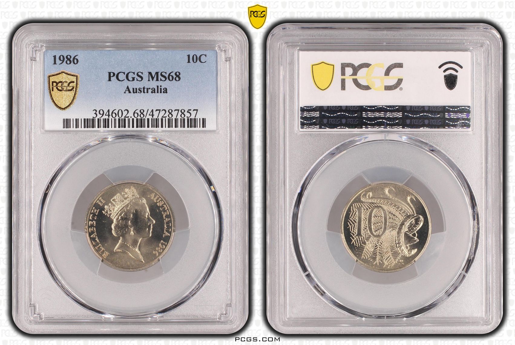 Elizabeth II, Ten Cent, 1986, PCGS MS68