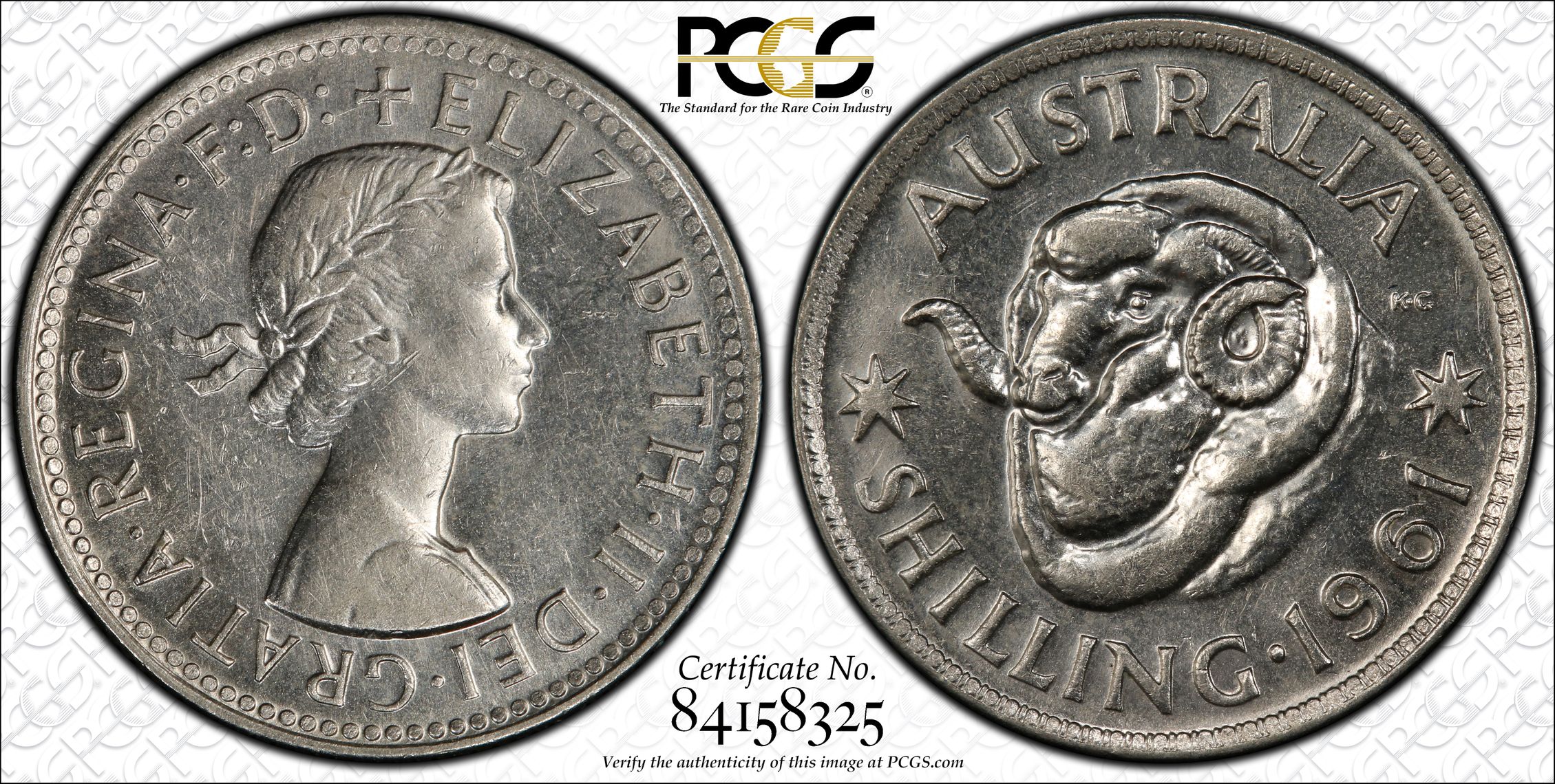 Shilling, 1961(m), PCGS AU55