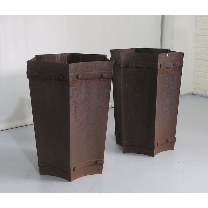 PAIR OF LARGE STEEL PLANTERS