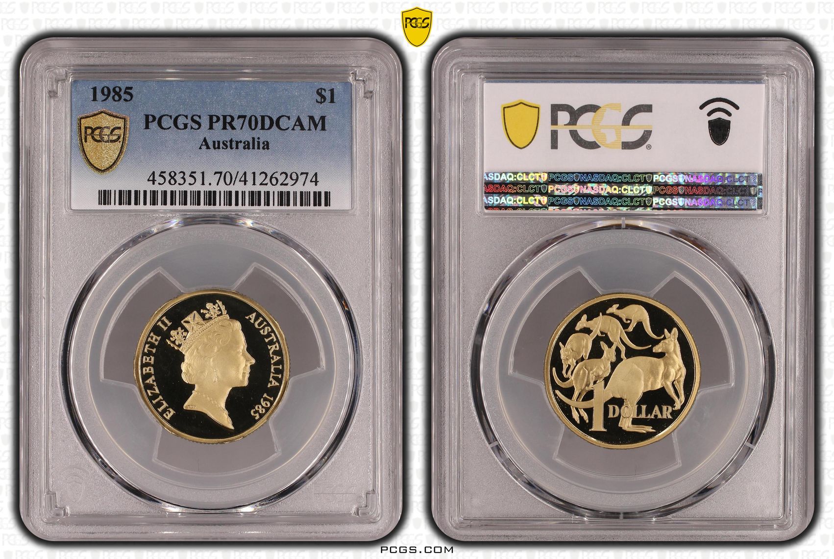 344 · 1985 Australia One Dollar, $1 PCGS - PR70DCAM POP 7/0 -974