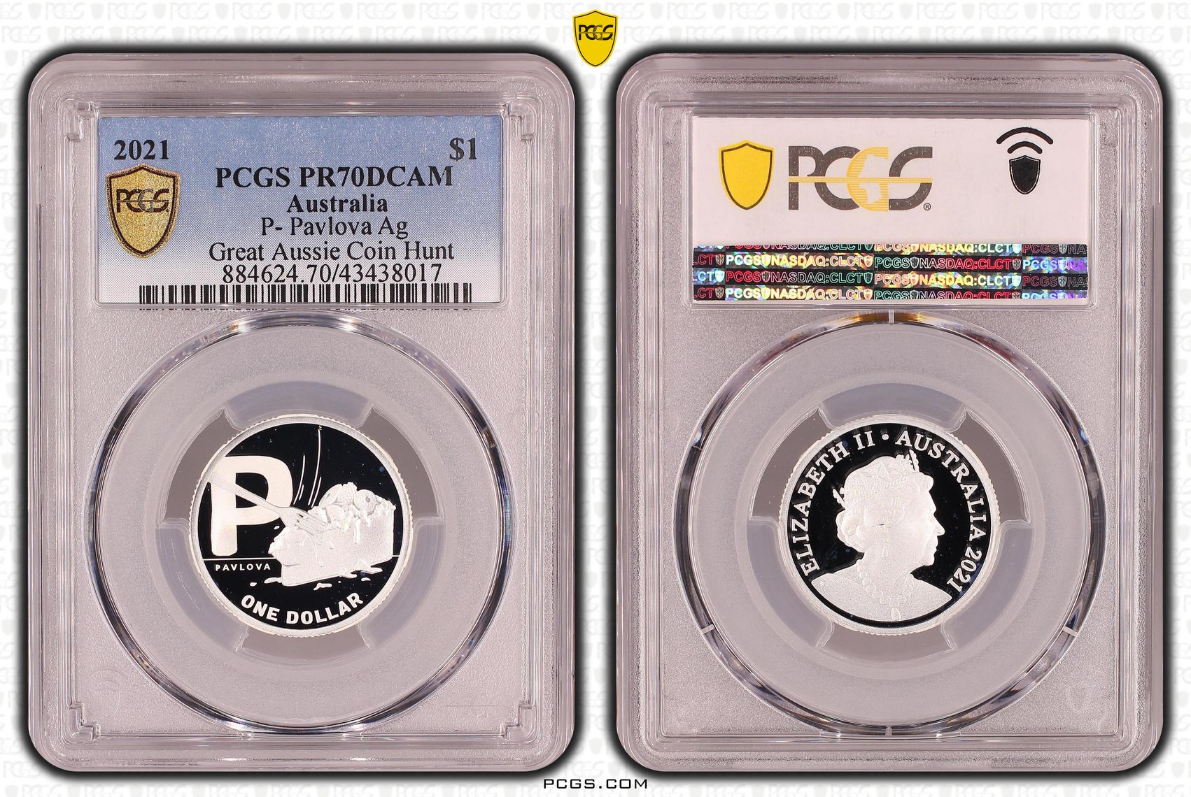 Elizabeth II, Silver, P- Pavlova, Great Aussie Coin Hunt, One Dollar, PR70DCAM , 2021 PCGS POP - 1/0