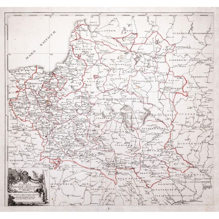 Christian Benjamin Glassbach | Tabula Poloniae et Lithuaniae geographica minor