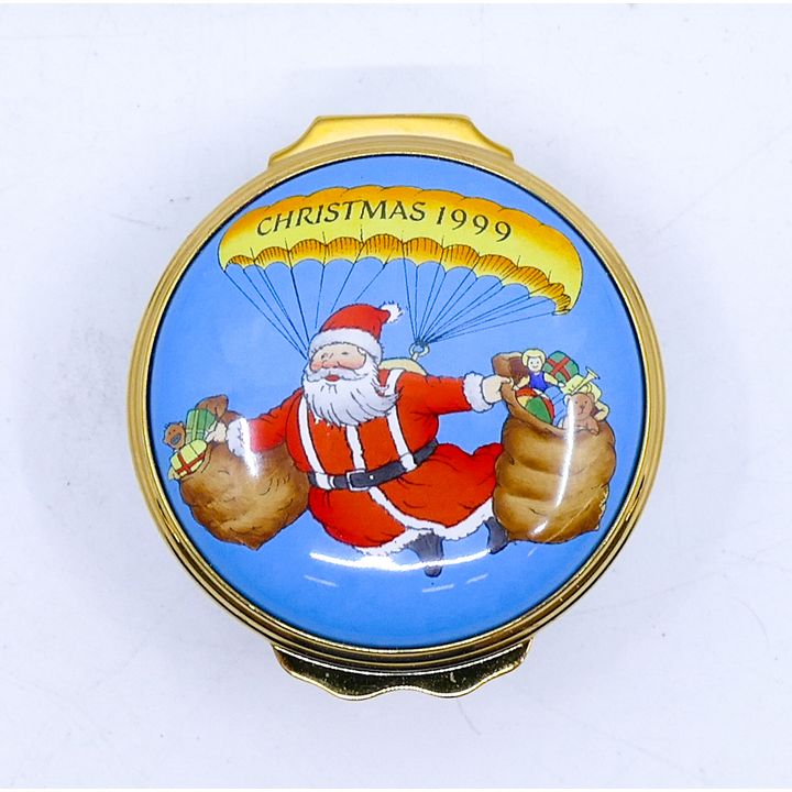 Halcyon Days Christmas 1999 Enameled Box 1'' x 1.5''