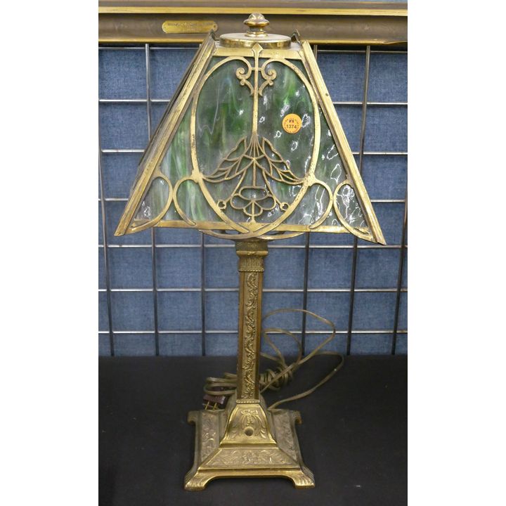 Antique Green Slag Shade Desk Lamp 22''x11''