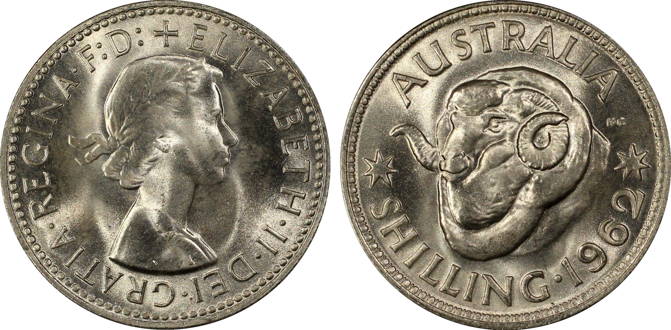 1962(m) Australia Shilling Silver PCGS - MS66+ -482