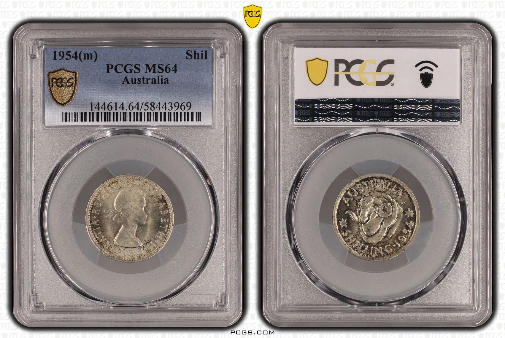 Shilling, 1954(m), PCGS MS64