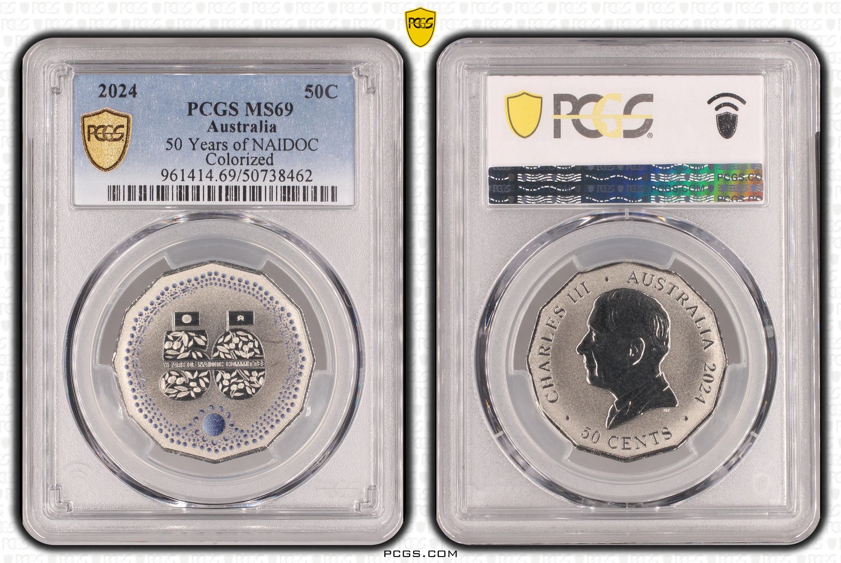 50 Years of NAIDOC - Colorized, Fifty Cent, 2024, PCGS MS69