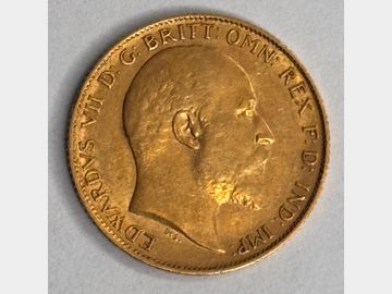 1906 EDWARD VII LONDON MINT GOLD HALF SOVEREIGN