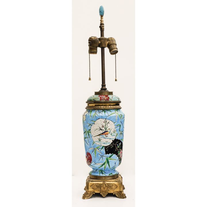 French Longwy Ormolu Mounted Table Lamp