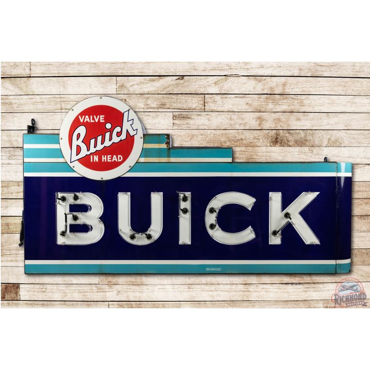 8' Buick Valve In Head Horizontal Double Sided Porcelain Neon Sign