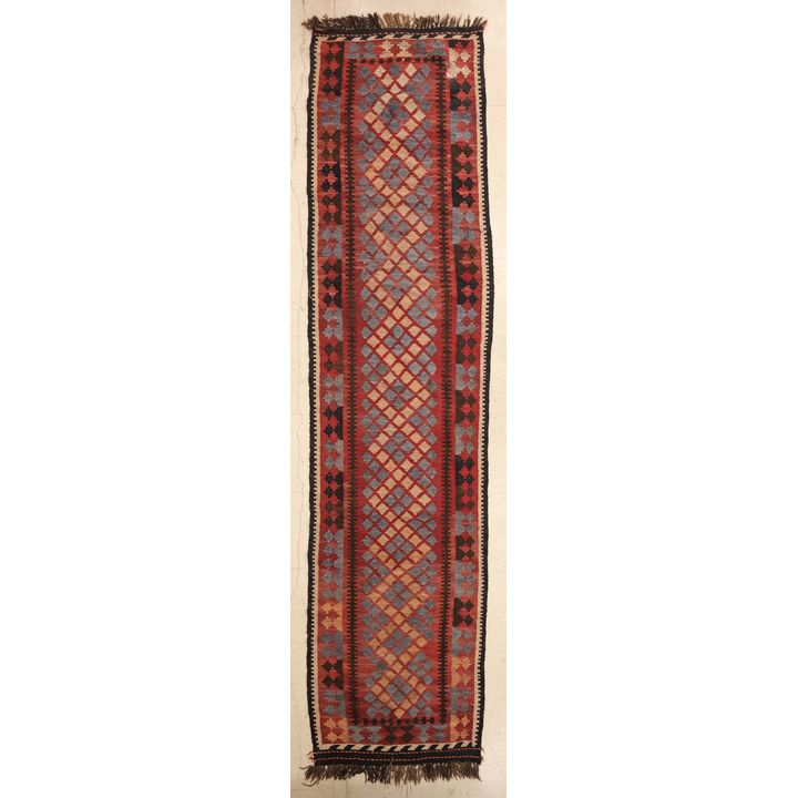 Old Afghan Kilim Runner Rug 10'x2' Approx.