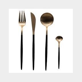 24 Piece Stainless Steel Cutlery Set - Black Gold - 24 Piece Stainless Steel Cutlery Set Bar 9901074221531-51748/3849 AS B3 (S2)