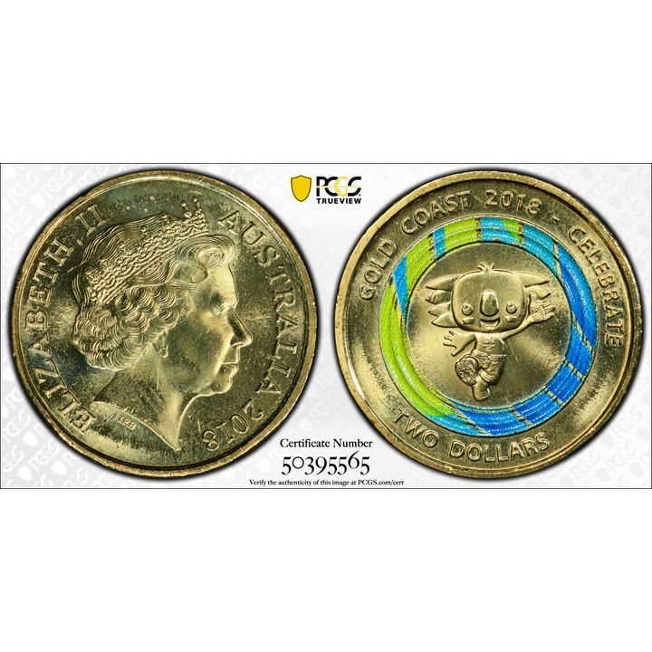 Commonwealth Games - Borobi the Koala, Two Dollar, 2018, PCGS MS66