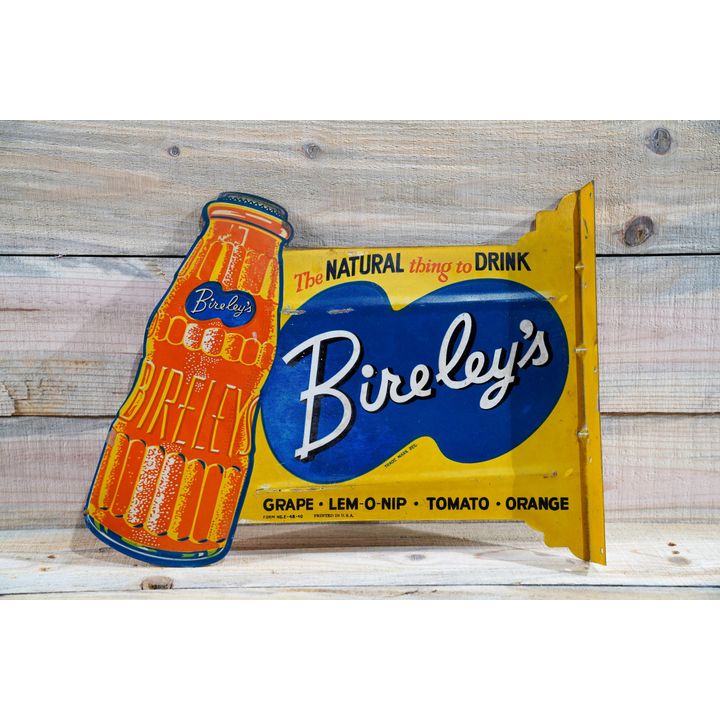 Bireley's "The Natural Thing to Drink" Metal Diecut Flange Sign TAC 7