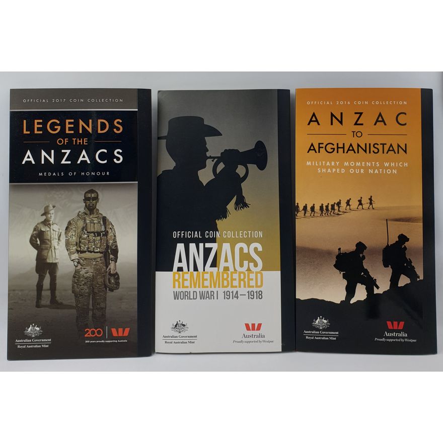 ANZAC / Westpac Carded Coin Collection (x3)