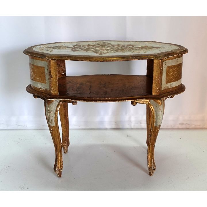 GILDED AND PAINTED TWO-TIER OCCASIONAL TABLE