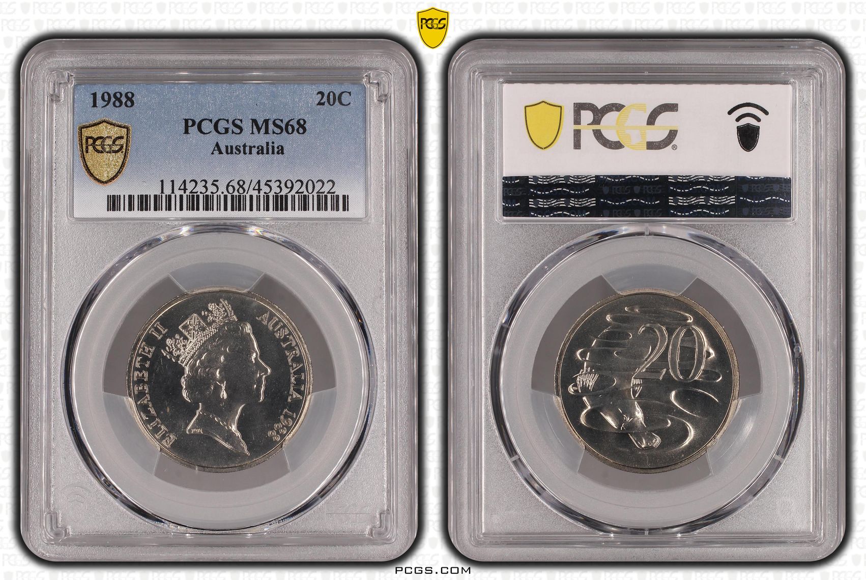 Elizabeth II, Twenty Cent, 1988, PCGS MS 68
