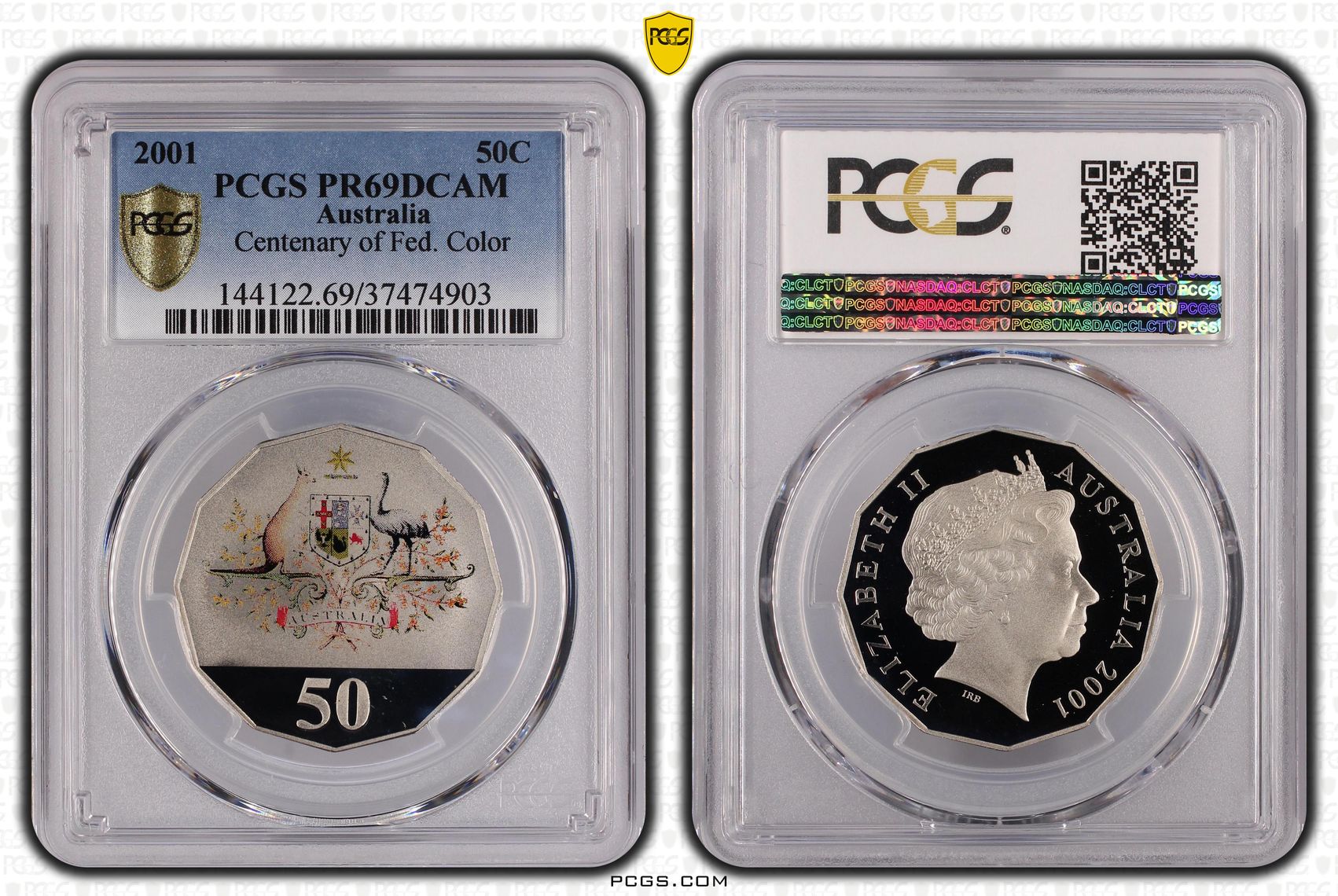 2001 Australia Fifty Cent, 50c Centenary of Federation Colorized PCGS - PR69DCAM -903