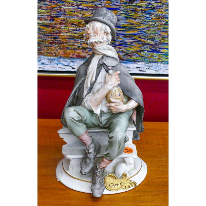 Cappe Italian Porcelain Seated Male Figurine 10.5''