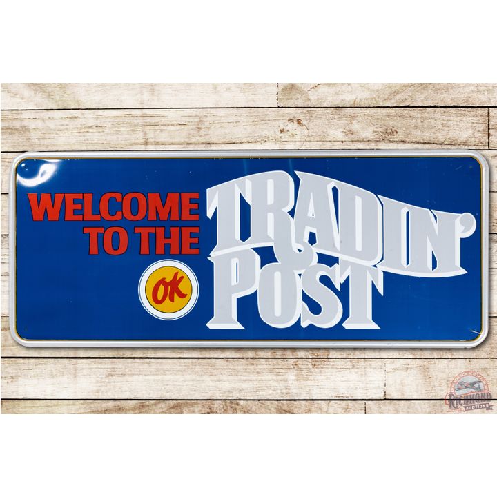 4' Chevrolet Welcome To The OK Tradin' Post Tin Sign
