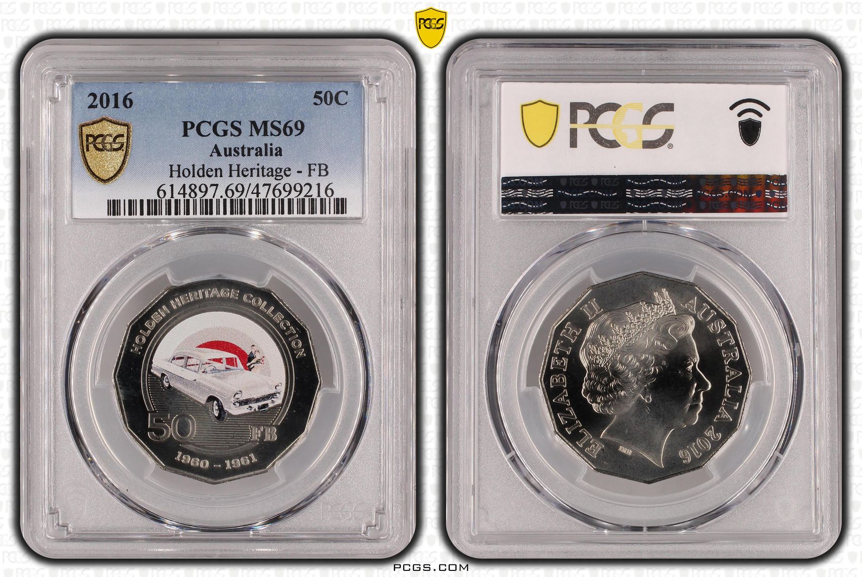 Holden Heritage - FB, Fifty Cent, 2016, PCGS MS 69