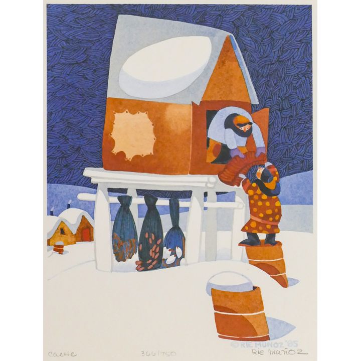 Rie Munoz ''Cache'' 1985 Signed Print 14.5'' x 11.5'' Sheet.