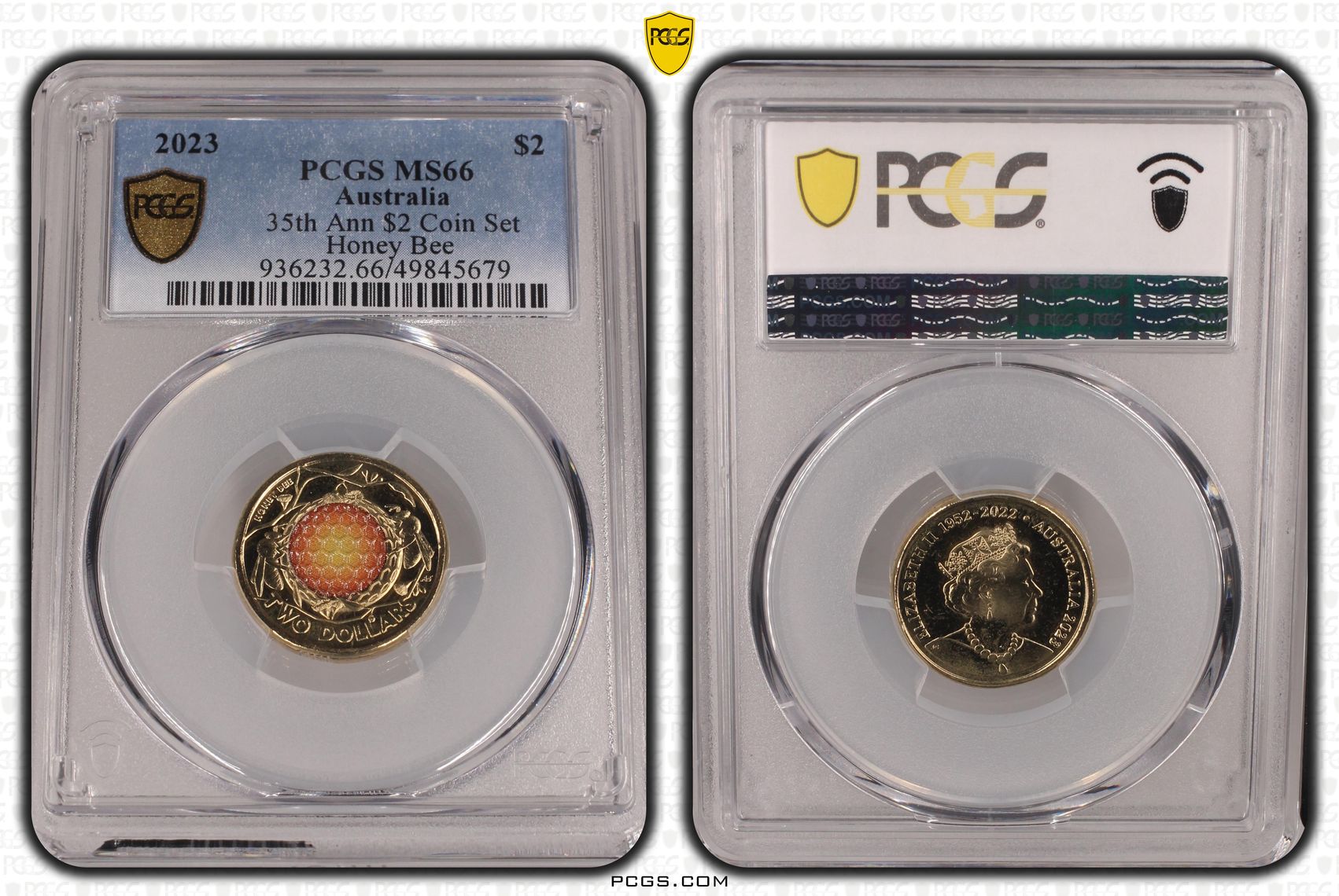 Elizabeth II, 35th Ann $2 Coin Set Colorized Honey Bee , Two Dollar, 2023, PCGS MS66