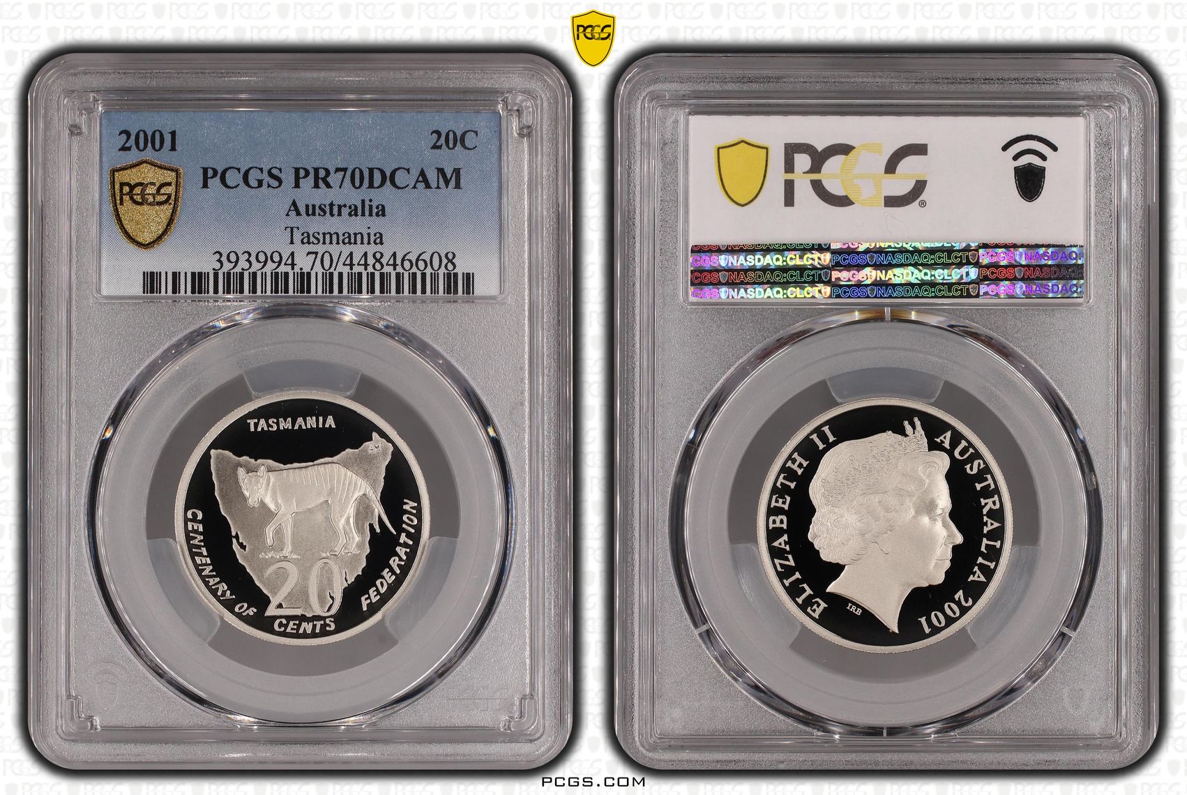 2001 Australia Twenty Cent, 20c Tasmania PCGS - PR70DCAM POP 40/0 -608