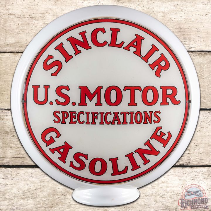 Sinclair U.S. Motor Gasoline 13.5" Complete Gas Pump Milk Glass Globe