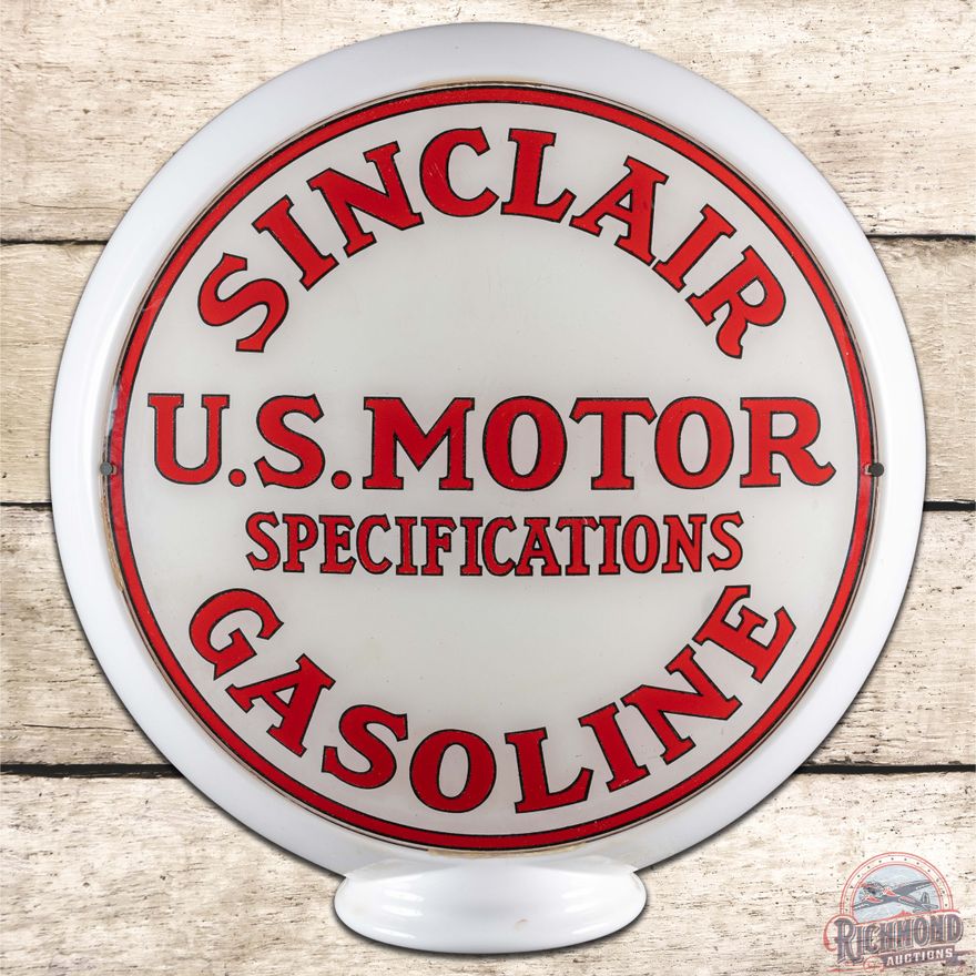 Sinclair U.S. Motor Gasoline 13.5" Complete Gas Pump Milk Glass Globe