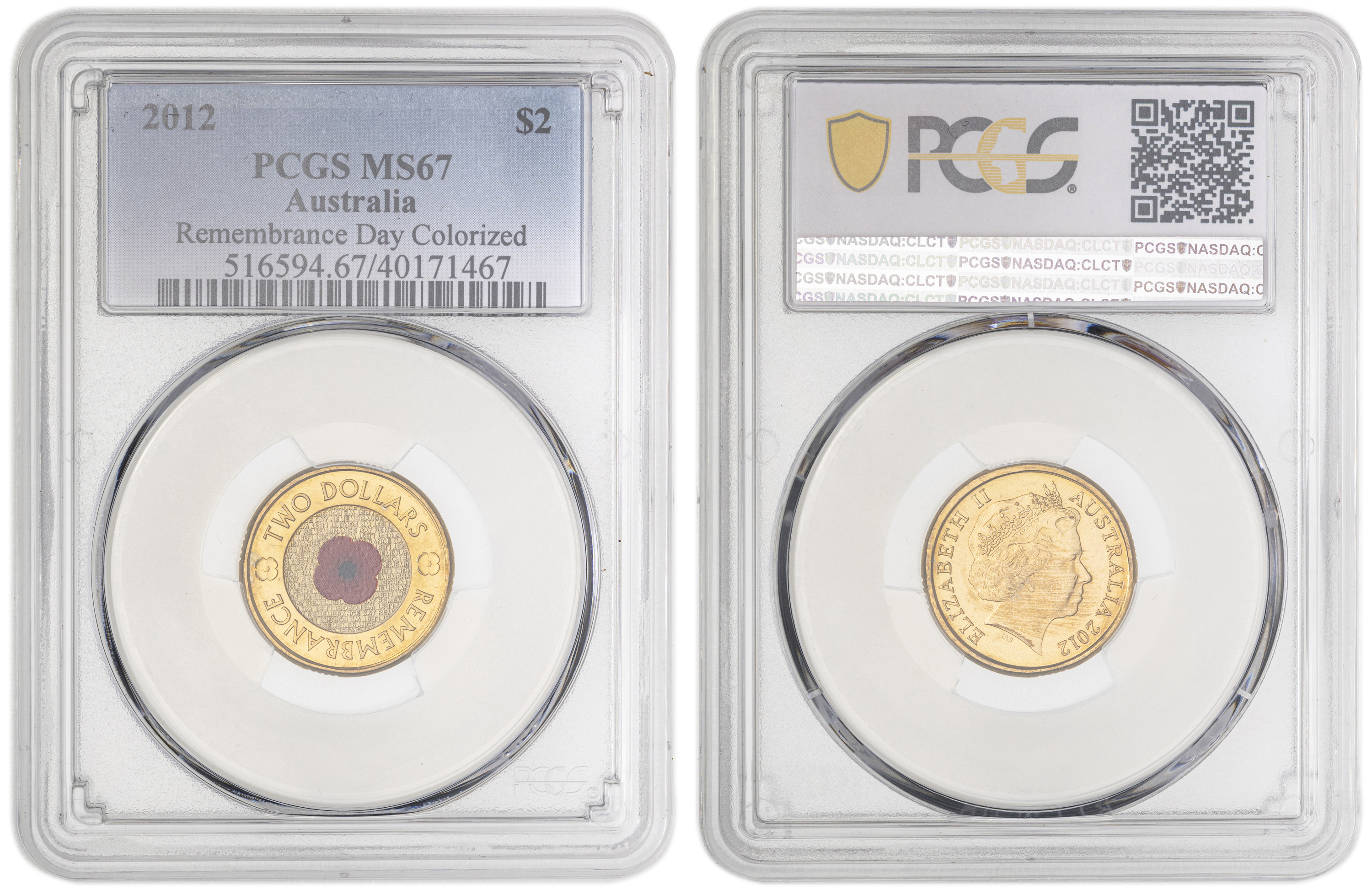 Remembrance Day Colored , Two Dollar, 2012, PCGS MS67