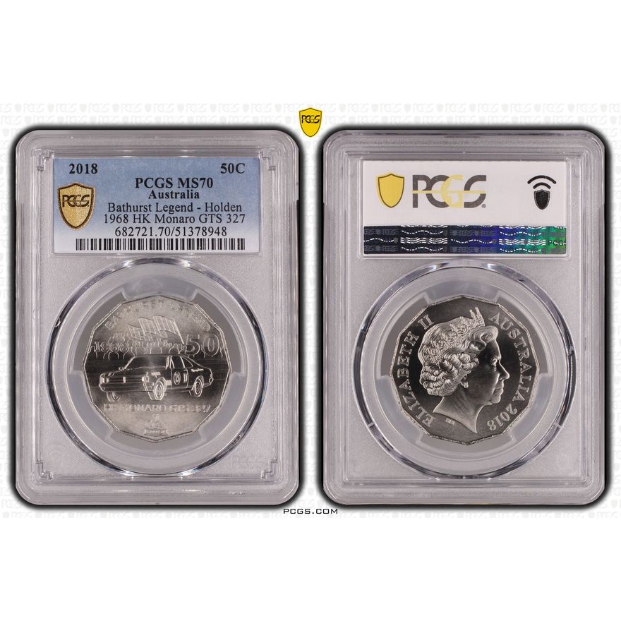 Bathurst Legend - Holden 1968 HK Monaro GTS 327, POP 2/0, Fifty Cent, 2018, PCGS MS70