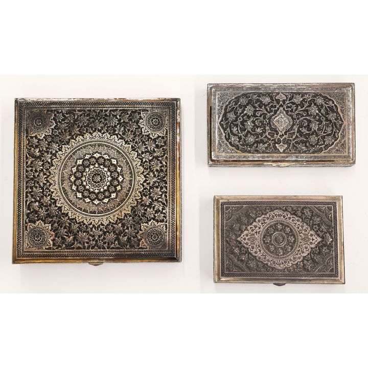 3pc Ornate Persian Silver Table Boxes