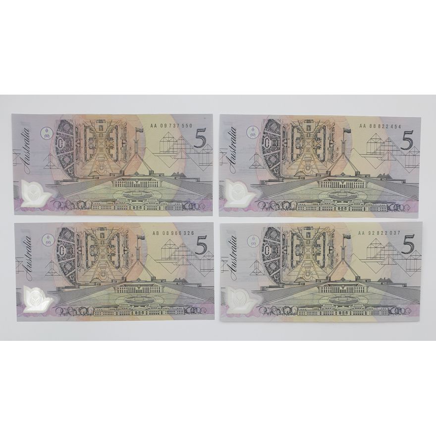 Aus. F/C $5 Notes (x4)