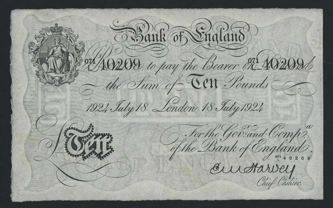 Bank of England, E. M. Harvey, £10, London, 18th July 1924, serial ...