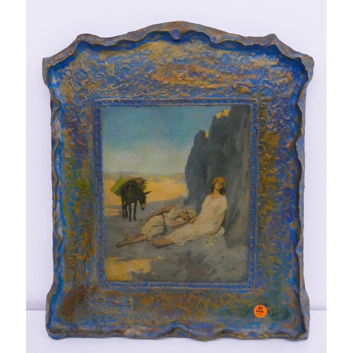 Art Deco Orientalist Gesso Plaque- 18x15''