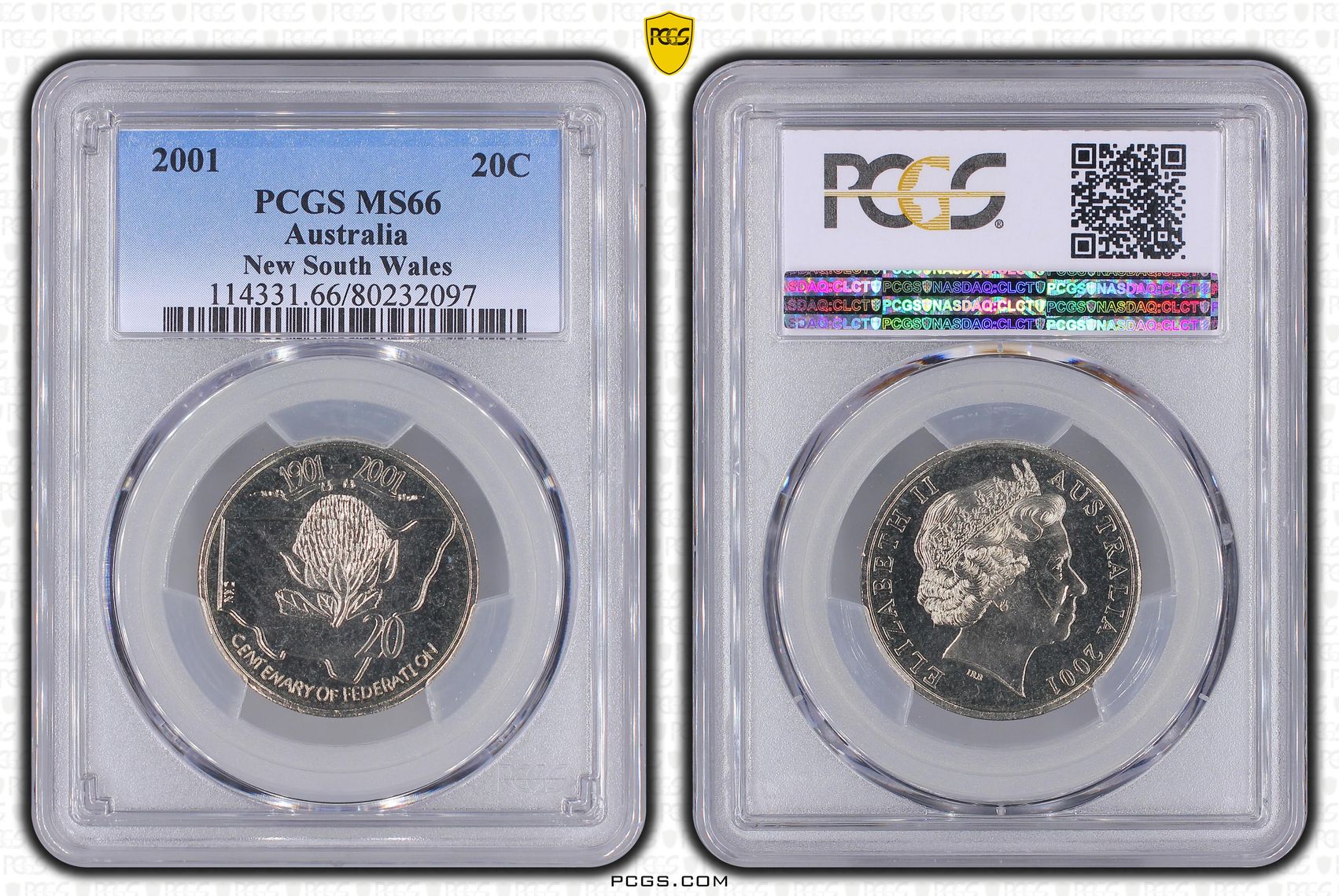 New South Wales, Twenty Cent, 2001, PCGS MS66