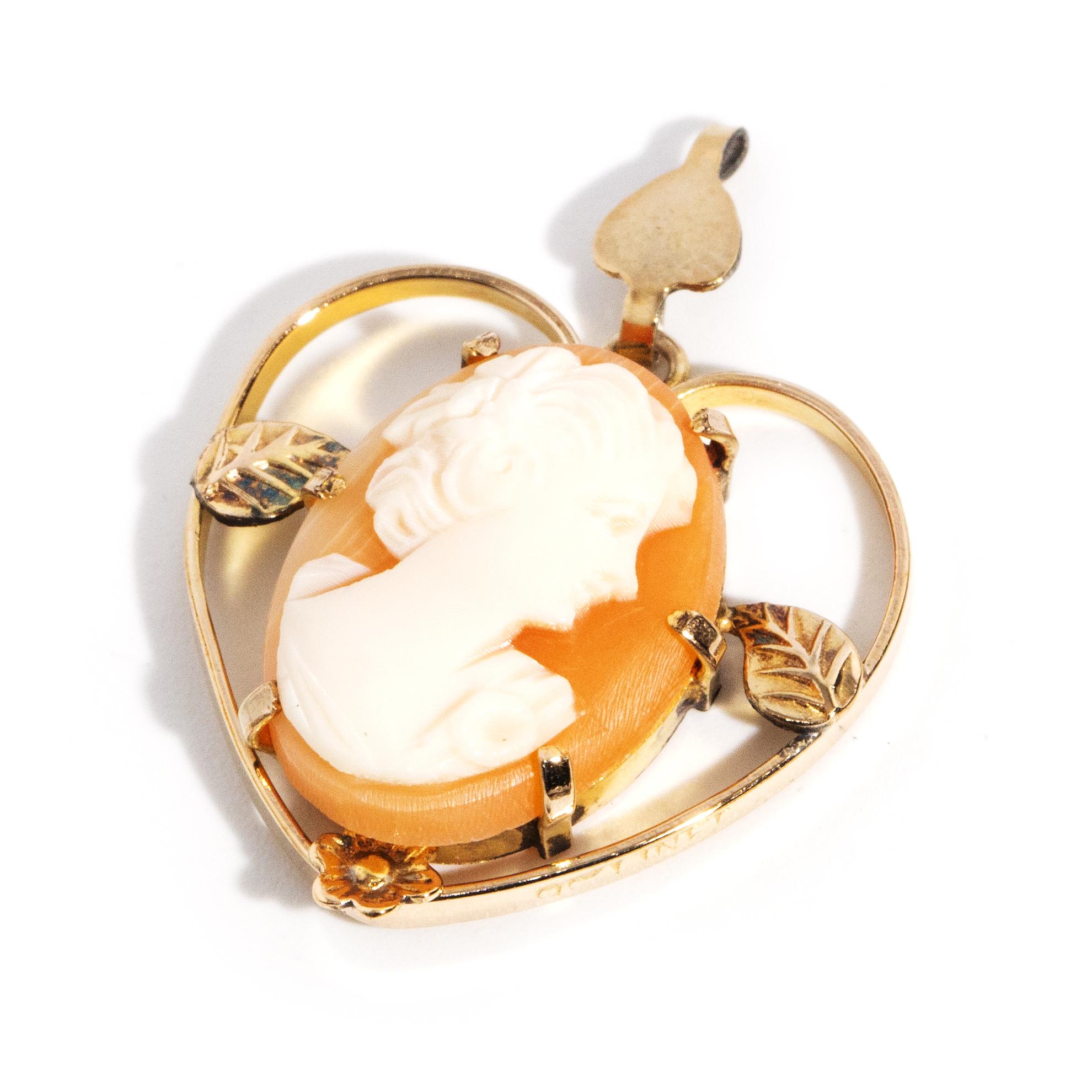 257 · Vintage Heart Shape Cameo Pendant