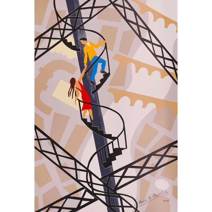 Pierre Matisse Eiffel Tower 'Escalier D'amour' S/N Serigraph Loose- 48x33''